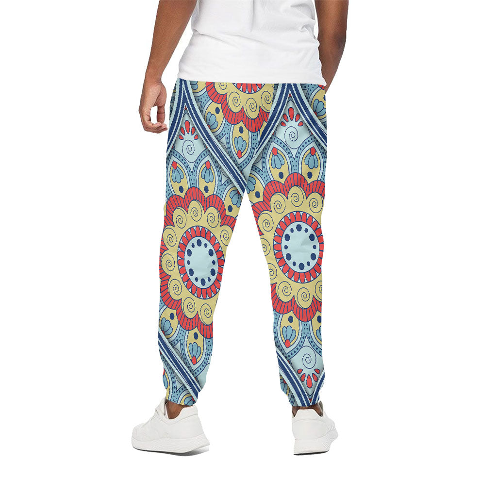 Pastel Ornament Mandala Print Cotton Pants