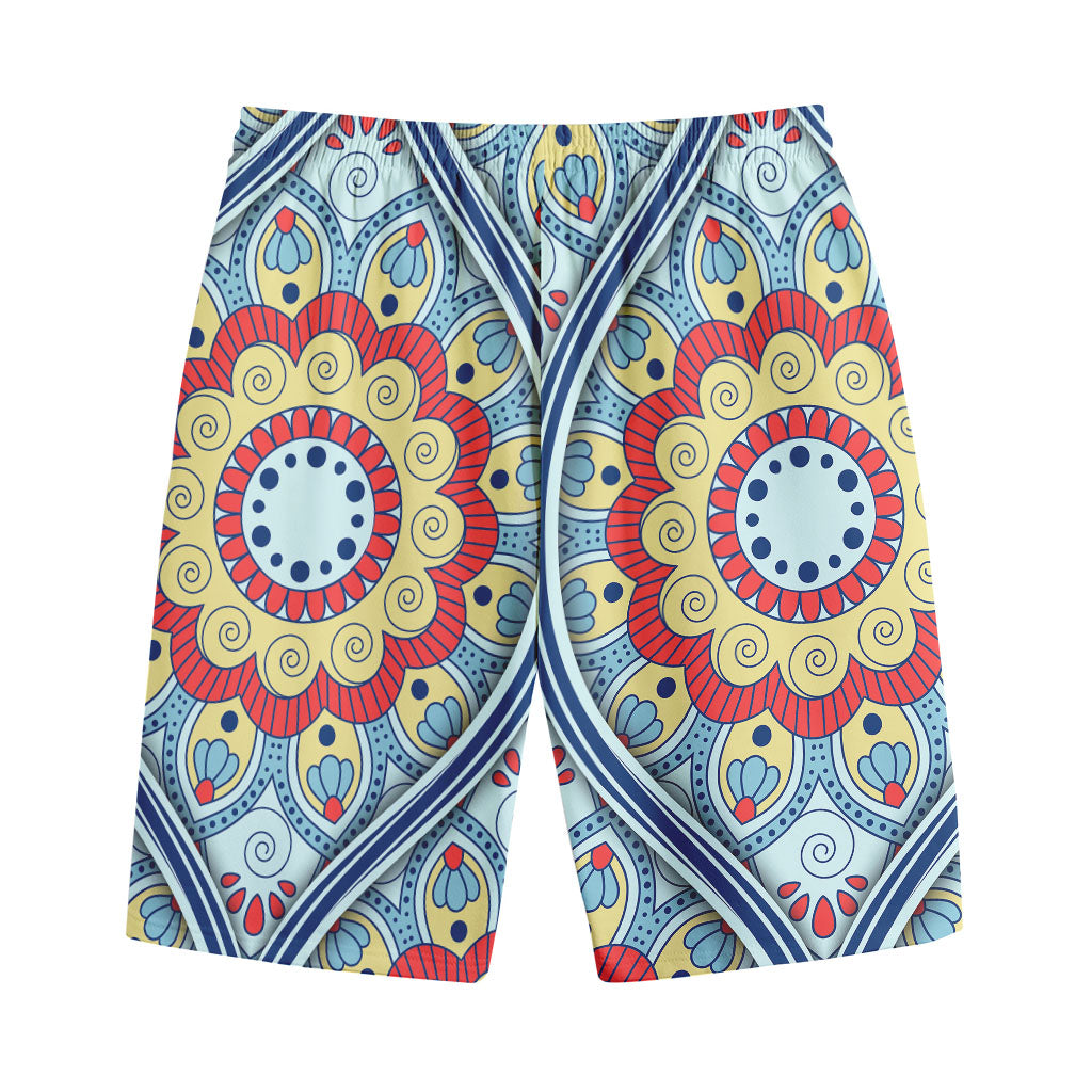 Pastel Ornament Mandala Print Cotton Shorts