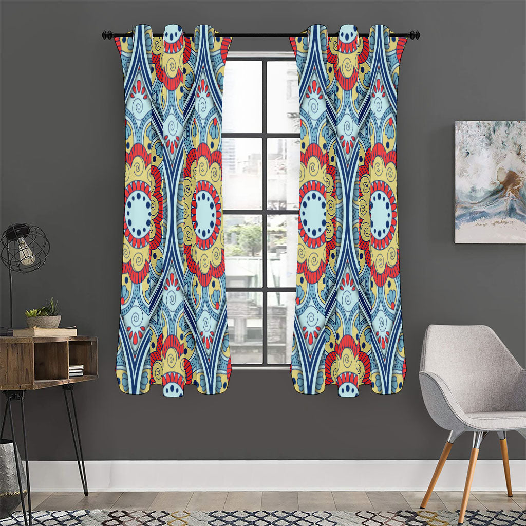Pastel Ornament Mandala Print Curtain
