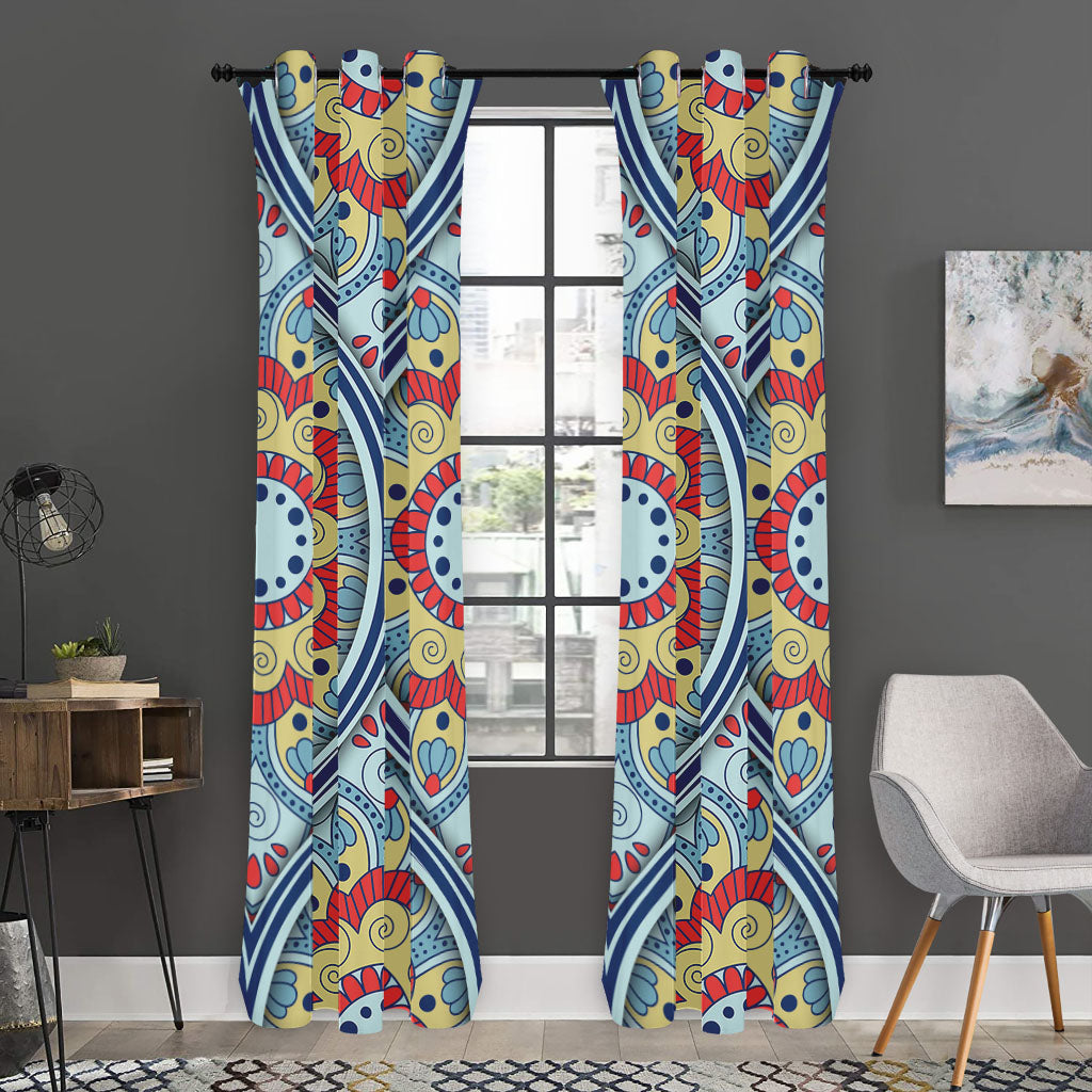 Pastel Ornament Mandala Print Curtain