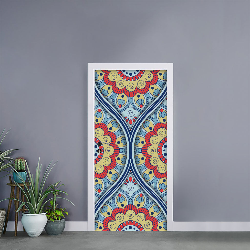 Pastel Ornament Mandala Print Door Sticker