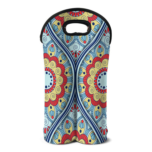Pastel Ornament Mandala Print Double Neoprene Wine Tote
