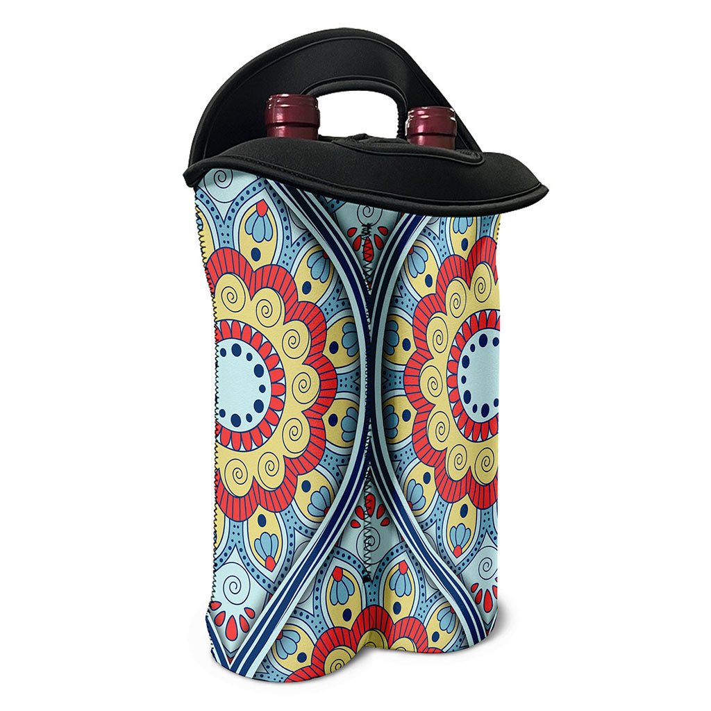 Pastel Ornament Mandala Print Double Neoprene Wine Tote