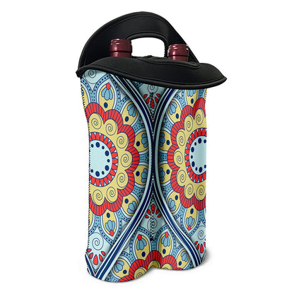 Pastel Ornament Mandala Print Double Neoprene Wine Tote