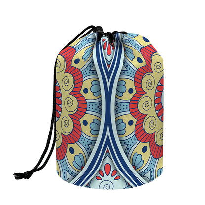Pastel Ornament Mandala Print Drawstring Makeup Bag
