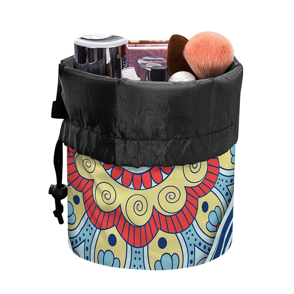 Pastel Ornament Mandala Print Drawstring Makeup Bag