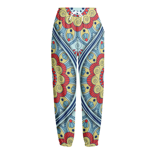Pastel Ornament Mandala Print Fleece Lined Knit Pants