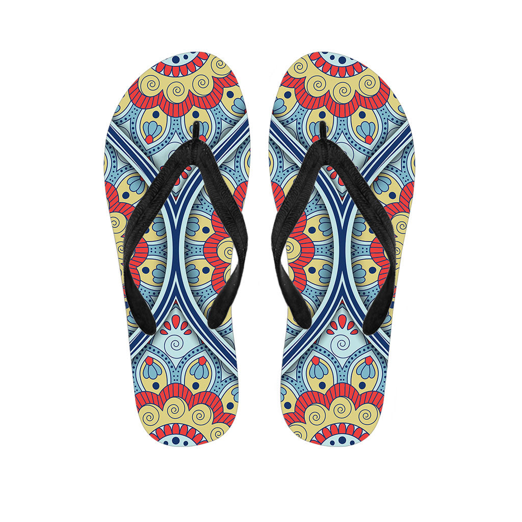 Pastel Ornament Mandala Print Flip Flops
