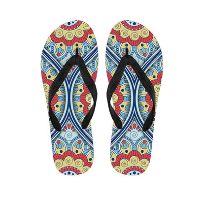 Pastel Ornament Mandala Print Flip Flops