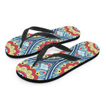 Pastel Ornament Mandala Print Flip Flops