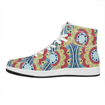 Pastel Ornament Mandala Print High Top Leather Sneakers