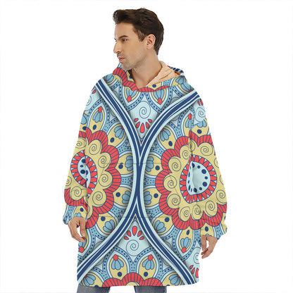Pastel Ornament Mandala Print Hoodie Blanket