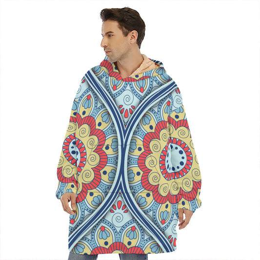 Pastel Ornament Mandala Print Hoodie Blanket