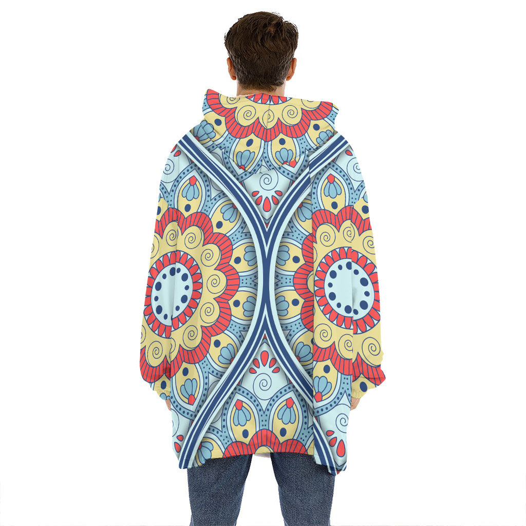 Pastel Ornament Mandala Print Hoodie Blanket