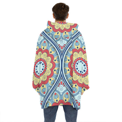 Pastel Ornament Mandala Print Hoodie Blanket