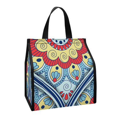 Pastel Ornament Mandala Print Insulated Lunch Tote