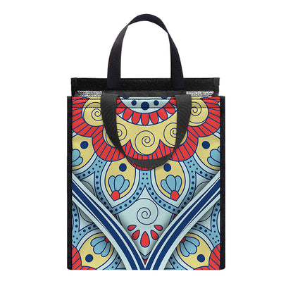 Pastel Ornament Mandala Print Insulated Lunch Tote