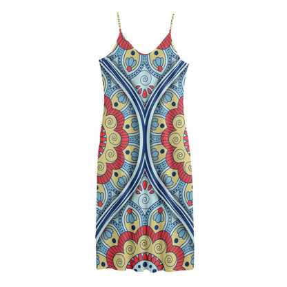 Pastel Ornament Mandala Print Jersey Midi Cami Dress