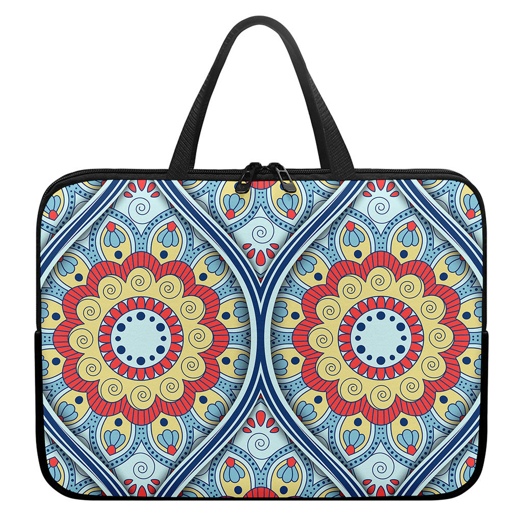 Pastel Ornament Mandala Print Laptop Sleeve With Handle