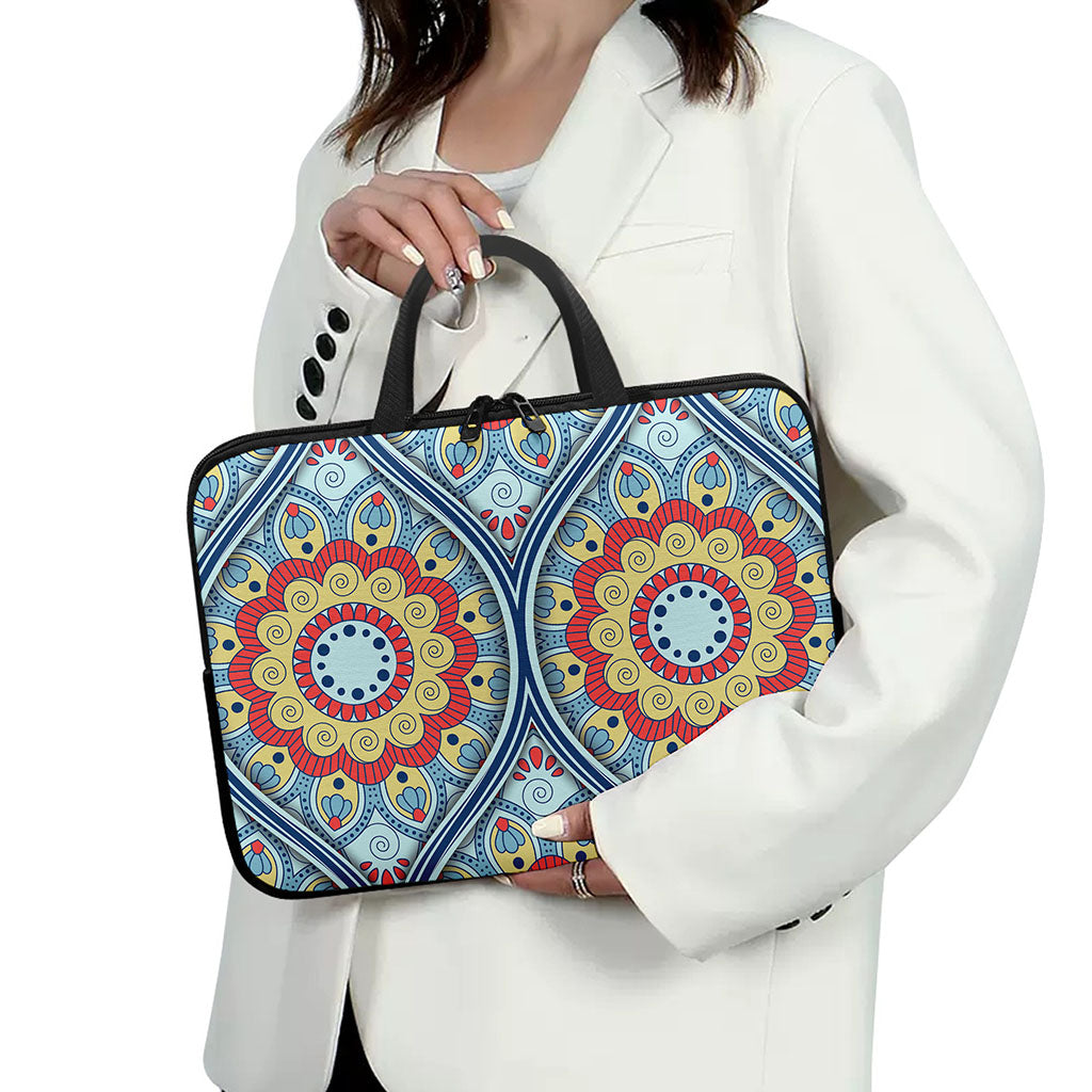Pastel Ornament Mandala Print Laptop Sleeve With Handle