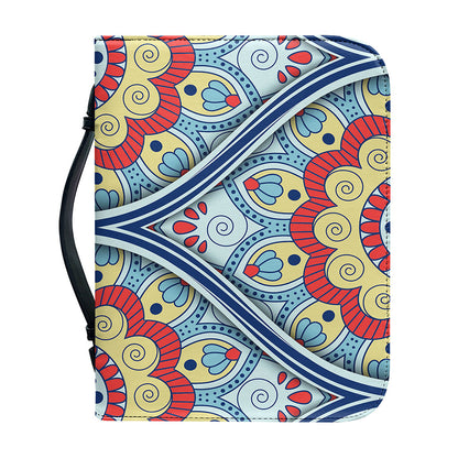Pastel Ornament Mandala Print Leather Bible Cover