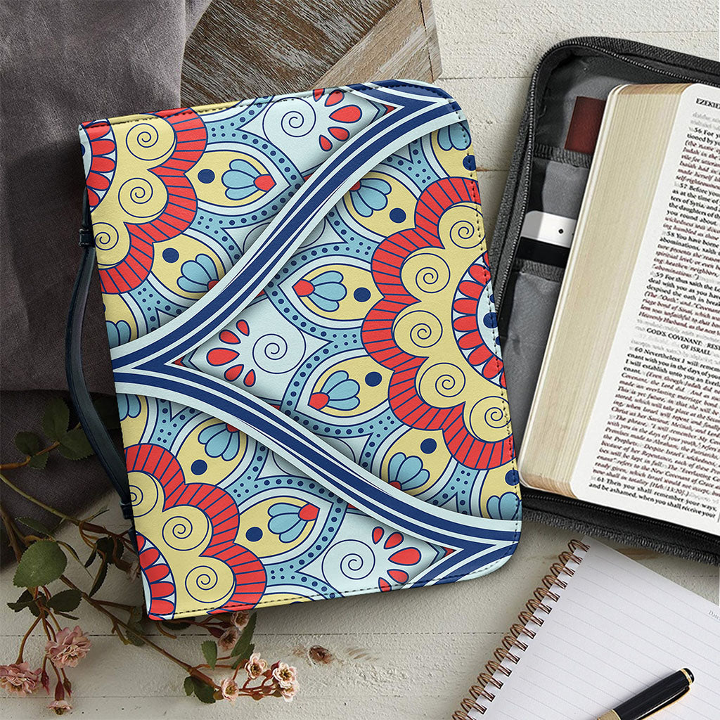 Pastel Ornament Mandala Print Leather Bible Cover