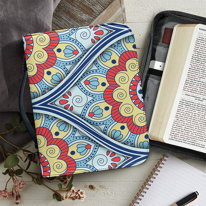 Pastel Ornament Mandala Print Leather Bible Cover