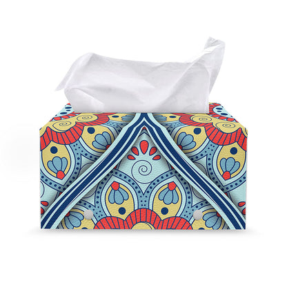 Pastel Ornament Mandala Print Leather Tissue Box Cover
