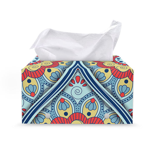 Pastel Ornament Mandala Print Leather Tissue Box Cover
