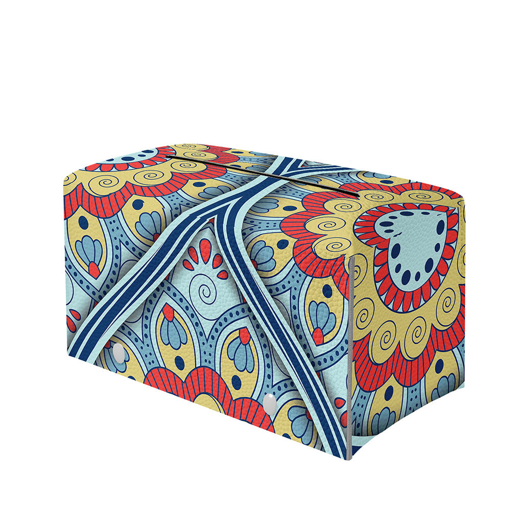Pastel Ornament Mandala Print Leather Tissue Box Cover