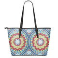 Pastel Ornament Mandala Print Leather Tote Bag With Zipper