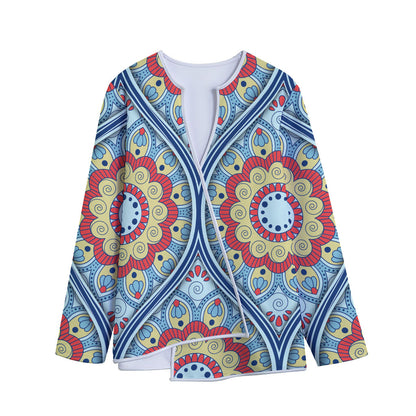 Pastel Ornament Mandala Print Long Sleeve Short Coat