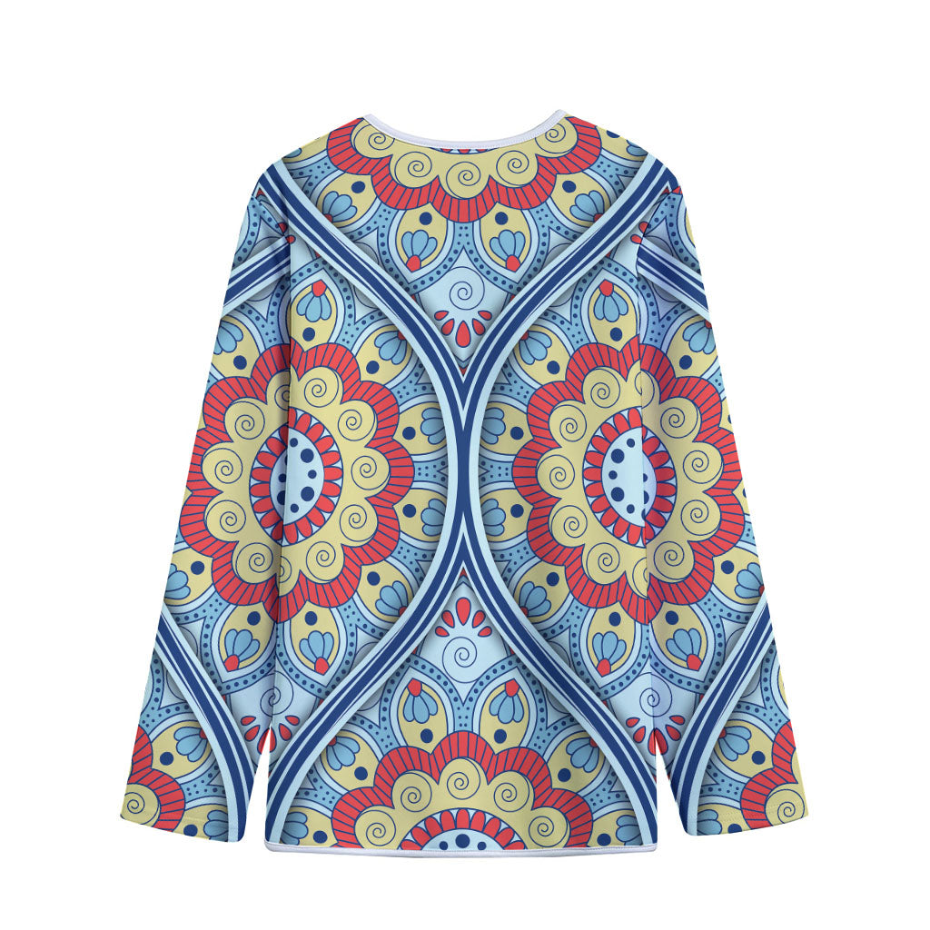 Pastel Ornament Mandala Print Long Sleeve Short Coat