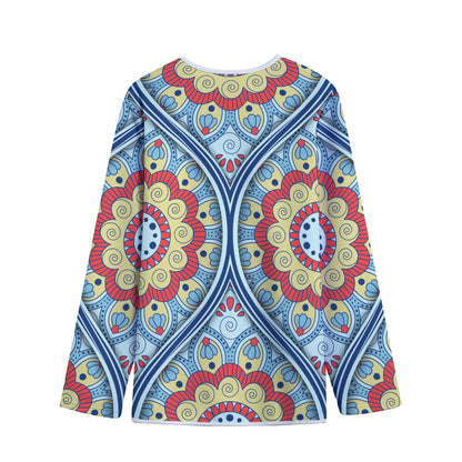 Pastel Ornament Mandala Print Long Sleeve Short Coat