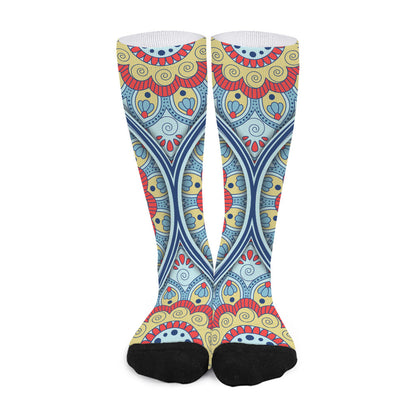 Pastel Ornament Mandala Print Long Socks