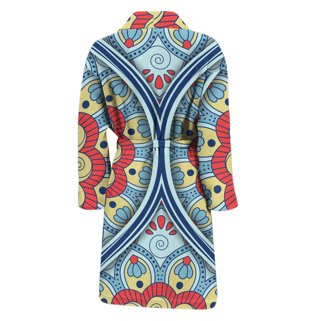 Pastel Ornament Mandala Print Men's Bathrobe