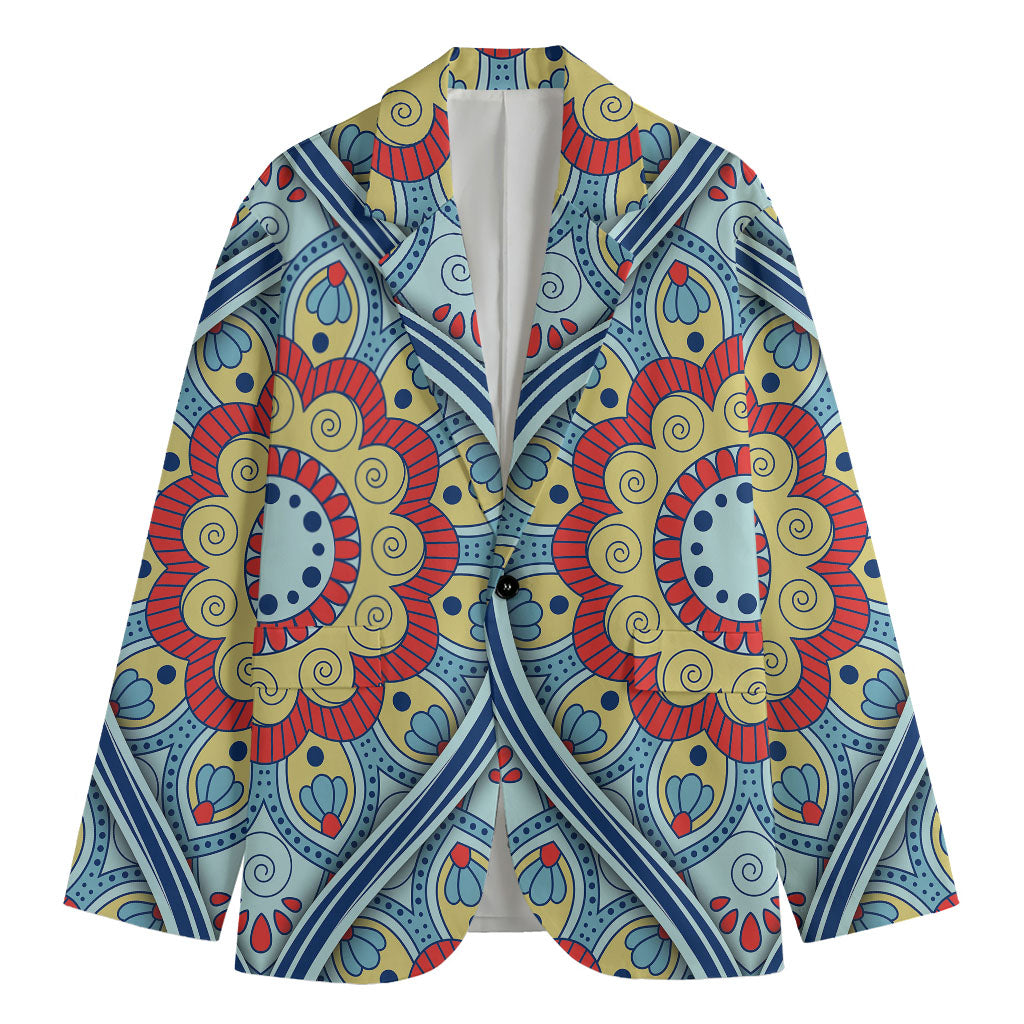 Pastel Ornament Mandala Print Men's Blazer