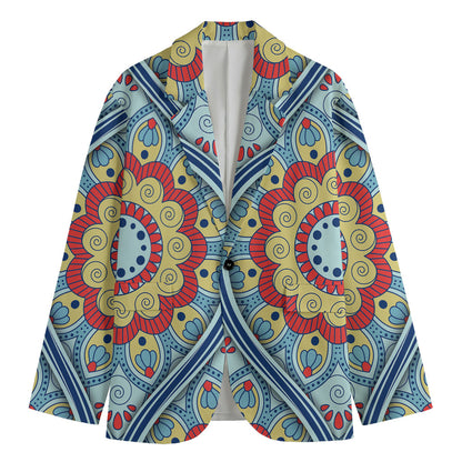 Pastel Ornament Mandala Print Men's Blazer