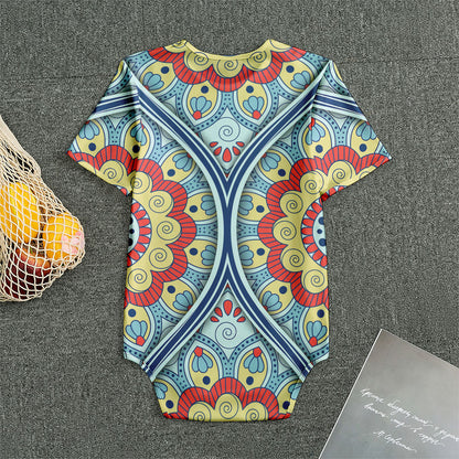 Pastel Ornament Mandala Print Men's Bodysuit