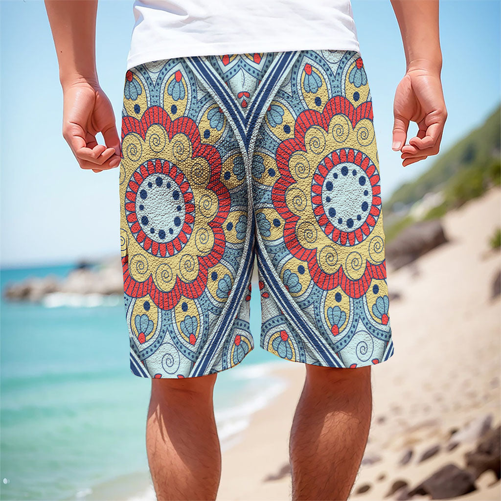 Pastel Ornament Mandala Print Men's Cargo Shorts