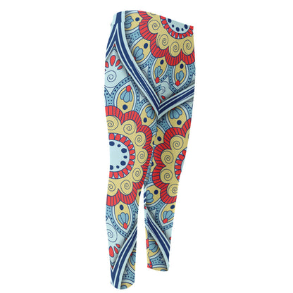 Pastel Ornament Mandala Print Men's Compression Pants