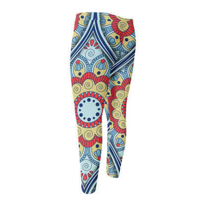 Pastel Ornament Mandala Print Men's Compression Pants