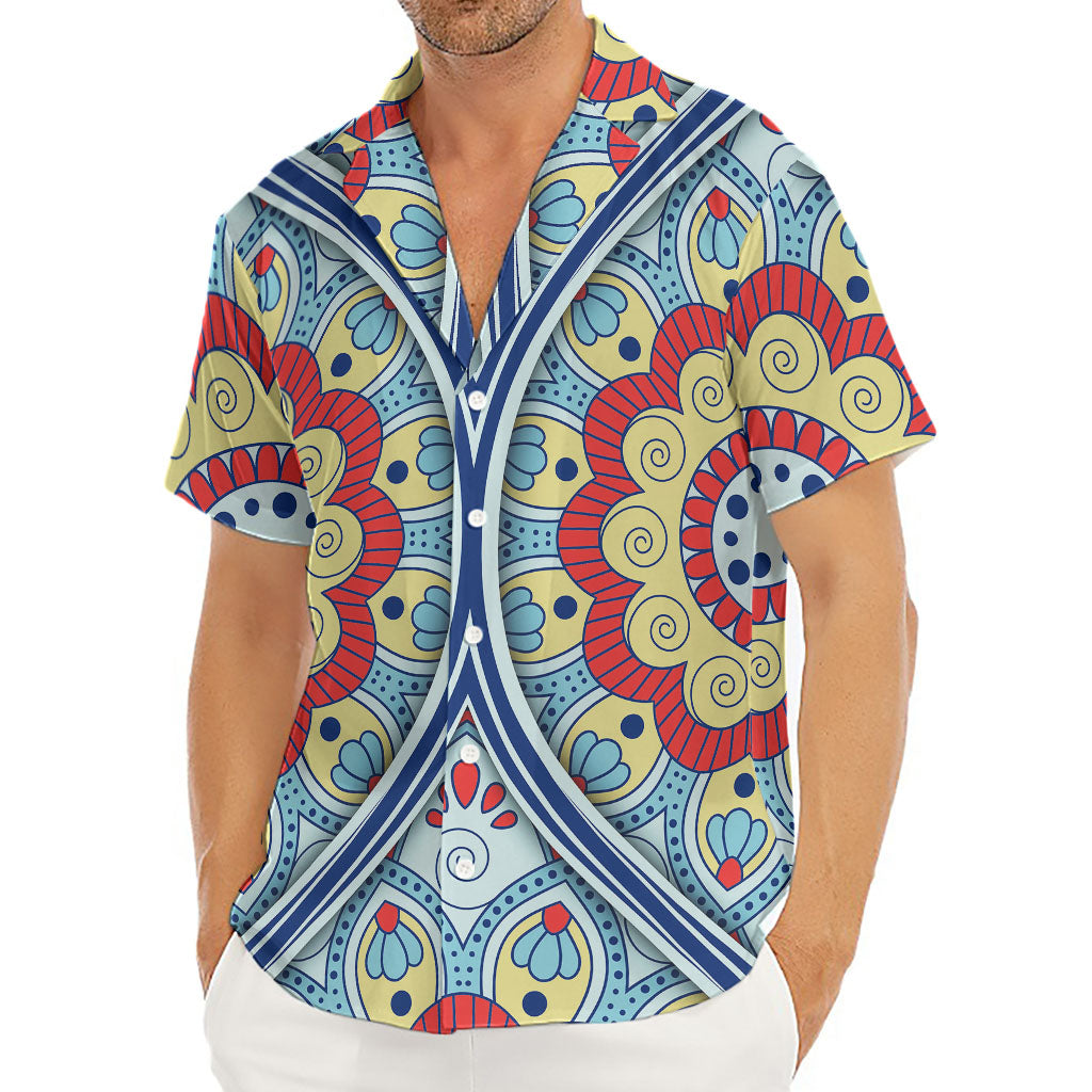 Pastel Ornament Mandala Print Men's Deep V-Neck Shirt