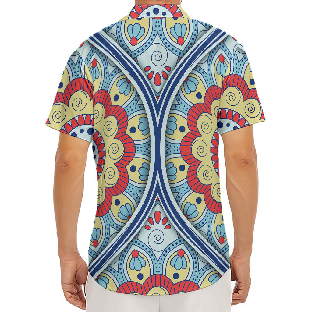 Pastel Ornament Mandala Print Men's Deep V-Neck Shirt