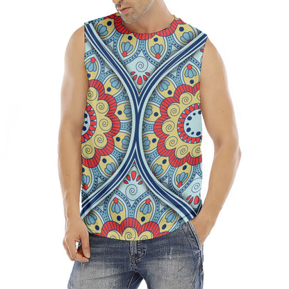 Pastel Ornament Mandala Print Men's Fitness Tank Top