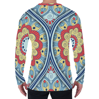Pastel Ornament Mandala Print Men's Long Sleeve T-Shirt