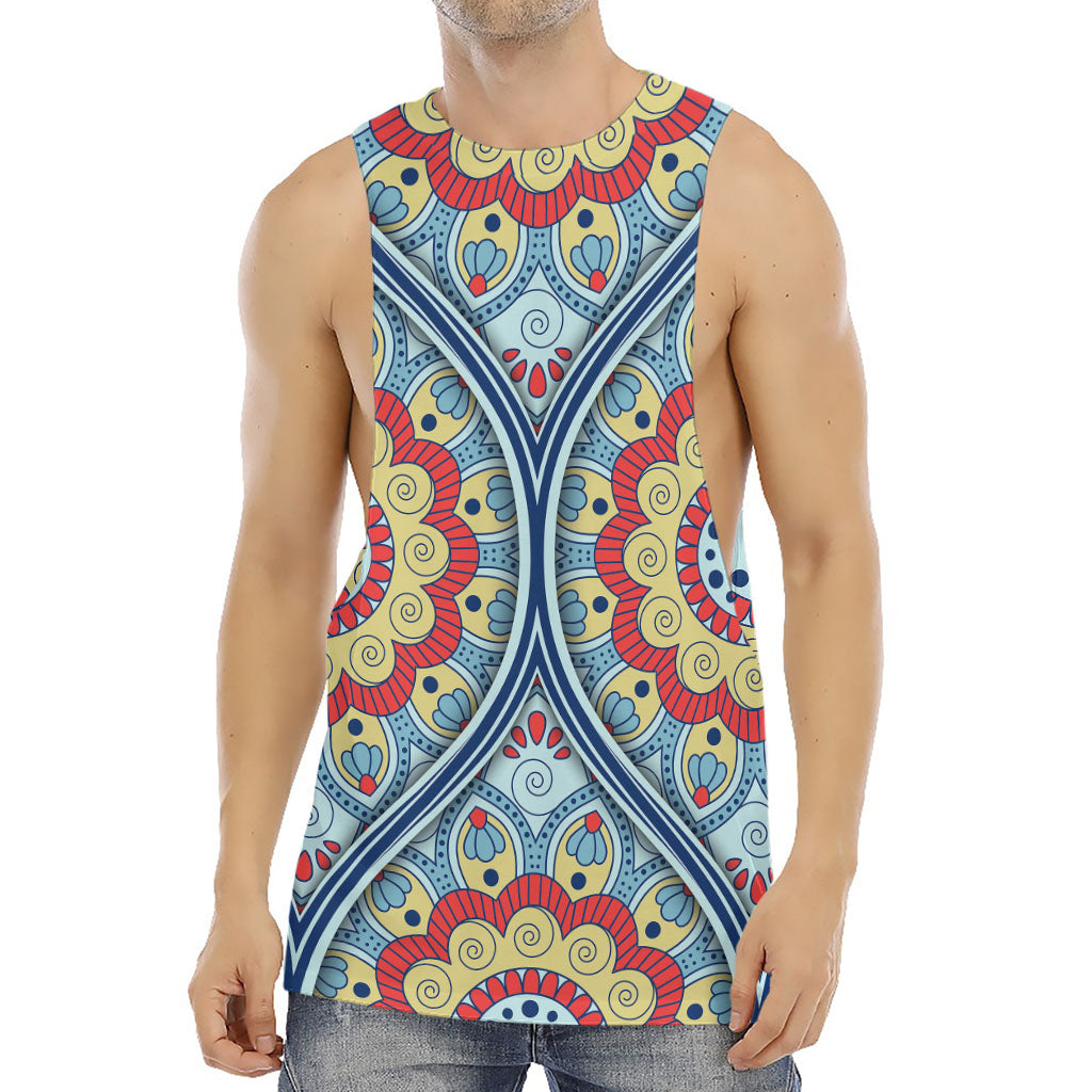 Pastel Ornament Mandala Print Men's Muscle Tank Top