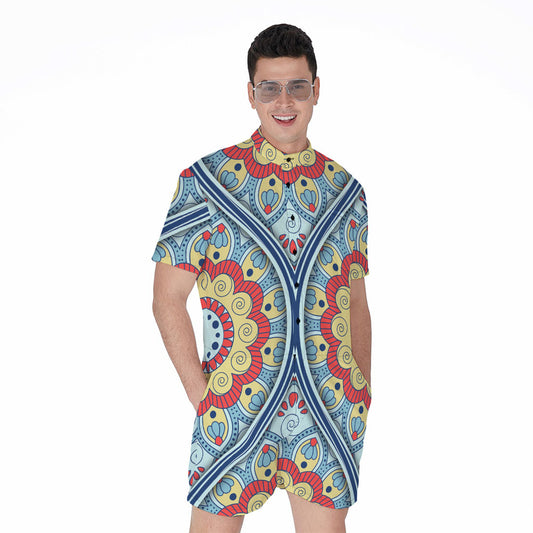 Pastel Ornament Mandala Print Men's Rompers
