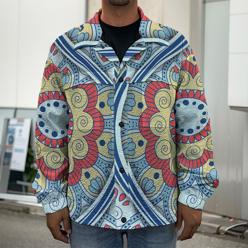 Pastel Ornament Mandala Print Men's Shirt Jacket
