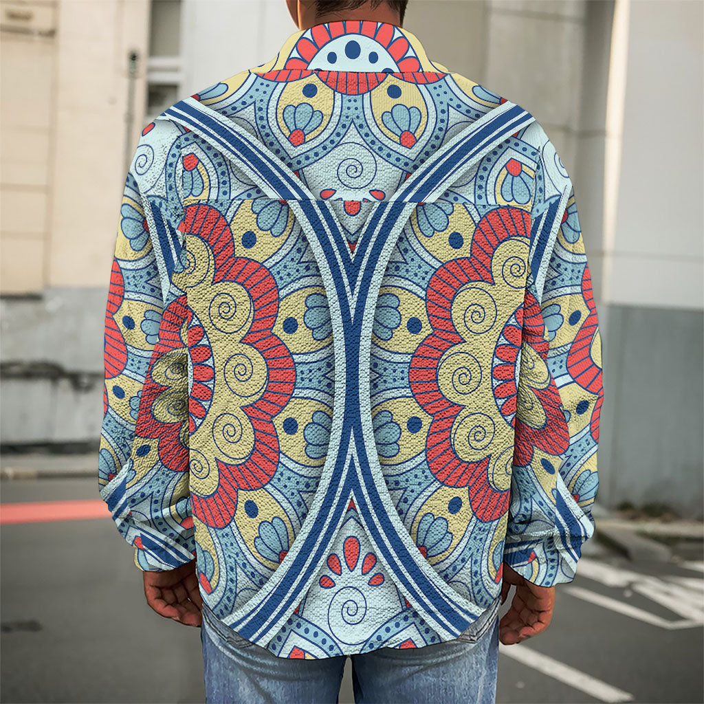 Pastel Ornament Mandala Print Men's Shirt Jacket